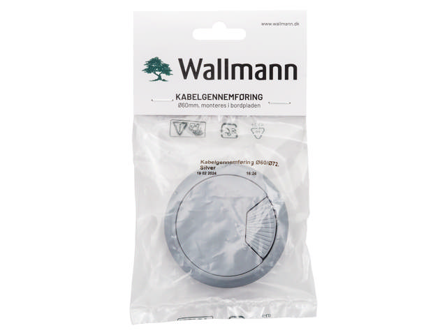 Kabelgennemføring til bordplade, ABS silver