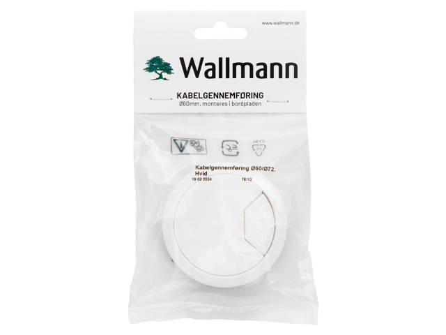 Kabelgennemføring til bordplade, ABS hvid 